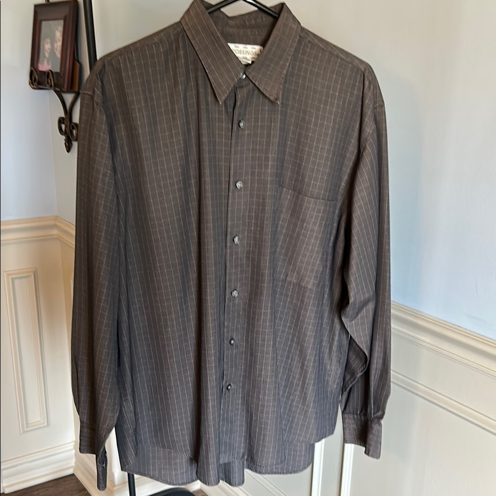Brown Check Casual Button Down Shirt